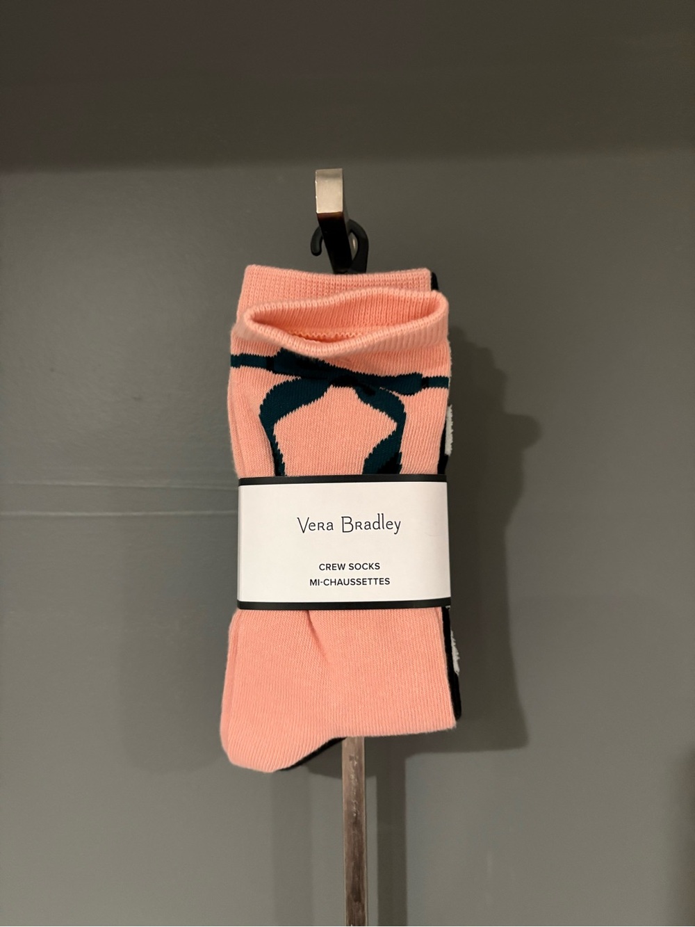 Vera Bradley Pink & Dark Teal Patterned Crew Socks